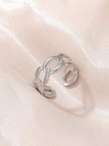 1 pieza Anillo ajustable de pareja de acero inoxidable hueco con diseño geométrico, regalo de joyería de moda para hombres y mujeres