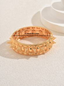 1 pièce Bracelet manchette style punk avec rivets et pointes, bracelet bangle unisexe avec rivets dorés, pour un port quotidien, les fêtes, les festivals de musique