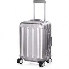Equipaje de mano TRAVELKING todo de aluminio con candados TSA, carcasa rígida de metal frío y con ruedas giratoras (Plata, 20 pulgadas) - Plateado - Ver 1