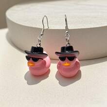 1 Pair Cute Resin Duck Pendant Earrings, Suitable For Summer Pool Party, Vacation Outfit, Women Gift