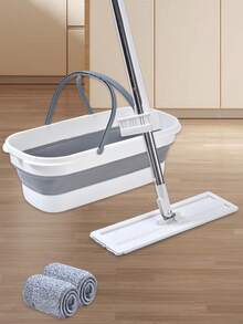 مجموعة ممسحة مسطحة متحركة 360 درجة للتنظيف المنزلي - ممسحة أرضيات تنظيف بدون يدين ذاتية العصر مع 2 وسادة ميكروفايبر قابلة لإعادة الاستخدام، خشن وكاشطة مياه - ممسحة رطبة/جافة/غبار للأرضيات الصلبة والخشبية والباركيه والبلاط والفينيل - مع مقبض من الفولاذ المقاوم للصدأ ورأس بطول 36 سم نظام متعدد الأسطح