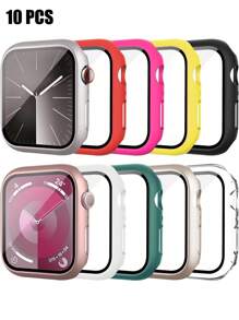Estuche protector de 10 piezas de PC + Vidrio Templado de marco completo, resistente a golpes y con diseño elegante, compatible con 38/40/41/42/44/45/46/49mm, compatible con Ultra/SE/Series 10/9/8/7/6/5/4/3/2/1, accesorio de reloj inteligente