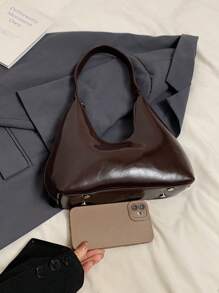 Bolso bandolera en forma de media luna estilo coreano lacado de nicho, bolso de hombro de señora, bolso de mano, bolso de moda para llevar debajo del brazo