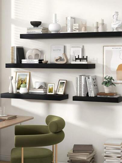 1 pieza Estantería de pared de pared gruesa, Estantería de pared blanca grande de gran capacidad, adecuada para dormitorio, sala de estar, cocina, oficina y talla grande, proporciona espacio de almacenamiento y exhibición montado en la pared