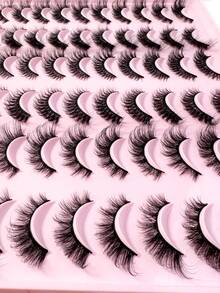 30Pairs Fluffy Artificial Mink Eyelashes Slim False Eyelashes Thick False Eyelashes Curling False Eyelashes 3D Natural False Eyelashes Suitable Cat Eye Lashes For Various Occasions - màu đen - Xem 4