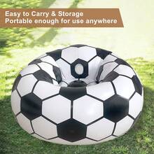1 Stück aufblasbares faltbares Kugel Sofa, Fußball-Thema aufblasbares Sofa, Innen- und Außenbereich Camping Lässig Sitzsack, Fotografie Requisite, zufälliger Stil, Reisesofa, Campingstuhl, Geschenk - Schwarz und Weiss - Übersicht 5