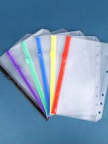 12pcs Assorted Color Zipper Pouch Pocket, Fit For A5/A6/A7 3-Ring/6-Ring Binder Notebook, Waterproof PVC Document Folders, School Supplies,Back To School - Multicolor - View 4