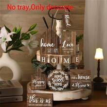 12 Pieces "This Is Us" HOME Brown Wooden Tray Ornaments Hanging Decoration Ornaments Suitable For Dining Living Room Bedroom Indoor And Outdoor Decoration Home Decoration Room Decoration Hanging Pendant Thanksgiving Gifts Christmas Gifts (No Tray) - Multicolor - View 3