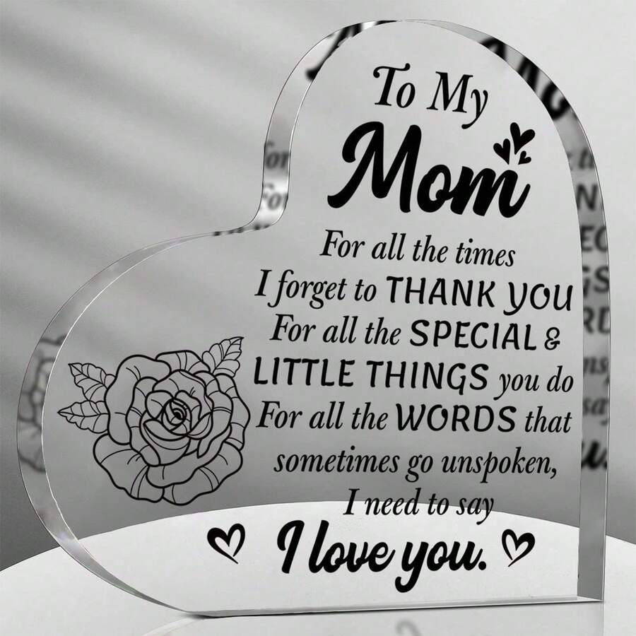 1 pieza Mom Birthday Gifts For Mom I Love You Mom Mothers Day Gifts Hug Heart Crystal Paperweight For Mom From Daughter Son For Christmas Mothers Day Birthday Thanksgiving Presents Halloween Mom Gift Heart - 1 - Ver 1