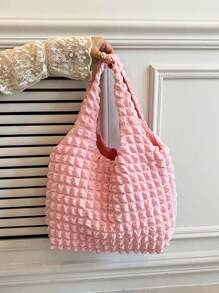 1pc Personalized Cloud Pleated Women Shoulder Bag, Fashion Versatile Handbag For Work Commute Underarm Bag, Lightweight Portable Storage Bag, Embroidered Name Bridesmaid Gift, Multifunctional Tote Bag, Suitable For Daily Use, Can Be Given As Gifts To Family, Friends, Mothers, For Mothers Day, Valentine's Day, Nurses Day, Teachers Day, Christmas, Personalized Birthday Gift