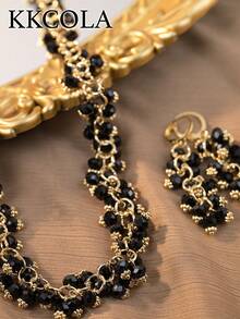 KKCOLA Set de 3 piezas de joyas de collar y aretes de color verde de moda de verano, accesorios de alta gama como regalo para cumpleaños, día de la madre, fiesta y uso diario