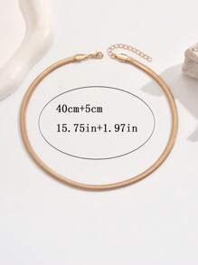 1pc Women's Golden Snake Chain Necklace, Casual Versatile Jewelry Suitable For Daily Wear, Decoration And Party/Vacation