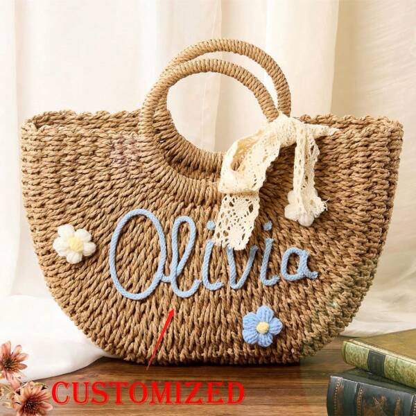 Personalized Straw Bridesmaid Handbag_bridesmaid Beach Bag_bachelorette Party Gift Bag_custom Hand-Held Gift Basket_bridesmaid Gift Basket,All-Purpose,Large Capacity,Versatile,Multifunction,Colorful,Cute,Adorable,Contracted,Funny,Kawaii,Y2K,Minimalist,Commuting,Business Casual,Basics,Custom,Personalized,Unique,Customized,Ideal Gifts For Him,Ideal Gifts For Her,Her,Family,Friends,Girlfriend,For Anniversaries,For Birthdays,For Holiday/ Vacation,For Outdoors/Outings/Travel/Hiking/Stadium/Sports/Climbing,For Business/Commute/Work/Office