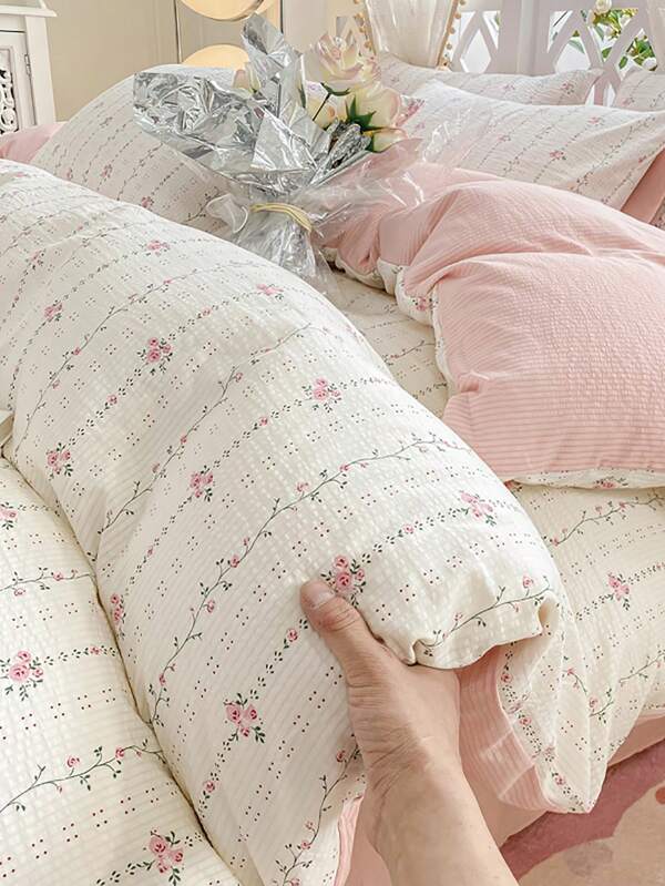 3pc 100% Polyester Nordic Plaid Duvet Cover Set, 2 Pillow Shams + 1 Duvet Cover (No Bed Sheet)