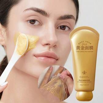 120g Golden Peel-Off Facial Mask, Deep Cleansing For Smooth Skin, Exfoliating, Blackhead Removal, Refining Pores, Moisturizing, Low Allergenicity, Gentle, Non-Irritating, Anti-Wrinkle, Suitable For Men And Women Skin Care