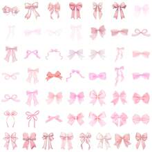 50/100pcs Pink Cartoon Bow Stickers Mobile Phone Stickers Item Decoration Stickers Suitcase Stickers Aesthetic Stickers For Scrapbook Journaling Water Bottles Laptop, Scrapbooking Supplies Kit, Waterproof Vinyl Bullet Junk Journal Stickers For Adults, School Supplies,Back To School