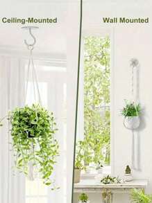 Crochet de plafond avec colle adhésive puissante, crochet mural sans clou pour suspendre des plantes, mangeoires à oiseaux, luminaires, carillons éoliens, crochets décoratifs d'intérieur/extérieur, noir et blanc