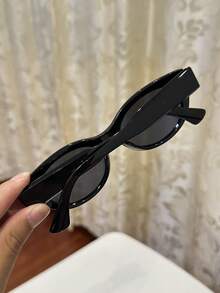 一副女士休闲复古猫眼棕黑色时尚眼镜，适合日常通勤、夏季海滩、街头摄影、打造校园风，方形镜框 - 茶框茶片 - 查看 6