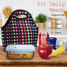 New Neoprene Lunch Bags Rmal Insulated Lunch Tote Bag Reusable Washable Neoprene Picnic Bag For Women Men - all Colorful Dots Neoprene - View 2
