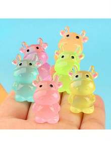 8/16/30 件发光迷你树脂奶牛雕像微型奶牛水族箱装饰品适用于 DIY 鱼缸盆栽微型仙女花园（颜色随机）