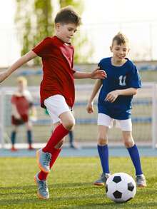 1 Pair Kids Anti-Slip Thickened Long Football Socks, Solid Color Long Sporty Socks For Basketball, Suitable For 2-12 Years Old, First Day Of School - Multicolor - View 3