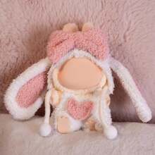 This Is A 17cmlababa Hanger, Two Pieces Garment With Droplet-Eared Rabbit Clothes, For Labubu A Headgear And A Strappy Vest, Little Animals , Cute And Adorable