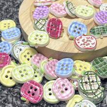 Apple Print 4 Hole Button, Handmade Hair Clip, Hair Scrunchie, DIY Decor Pendant, Beaded Decoration, Scrapbooking Accessory, Bag DIY Decoration - Color Mixing - View 10