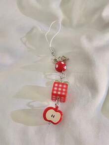 1 件可爱“好运”苹果形手机/包饰物、装饰吊坠、防丢失 USB 支架 - 彩色 - 查看 16