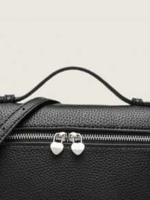 Bolso de mano/bandolera/bolso de hombro minimalista de estilo 2025, bolsa para el almuerzo con diseño de grano de lichis, bolso negro pequeño para el verano