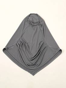 1 Stück einfarbige Frauenkopfbedeckung, modisch vielseitig bequemer Polyester Plissee Kopftuch, praktisches Kopftuch, Tudong, sofort lange Khimar Hijab, geeignet für den täglichen Gebrauch, alle Jahreszeiten