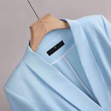 2025 Summer Women"S Thin Casual 3/4 Sleeve Blue Blazer