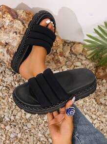 Summer Women Slippers, New Fashion Thick Sole Increased Height Elegant Princess High Heel Sandals, Suitable For Wedding Party, Beach, Slippers, Indoor Outdoor Wear, Personalized Net Celebrity Beach Slippers, Comfortable Sandals For Holiday Home