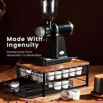 2層式コーヒーカプセル＆コーヒーマシンラック収納ラック（ブラック）