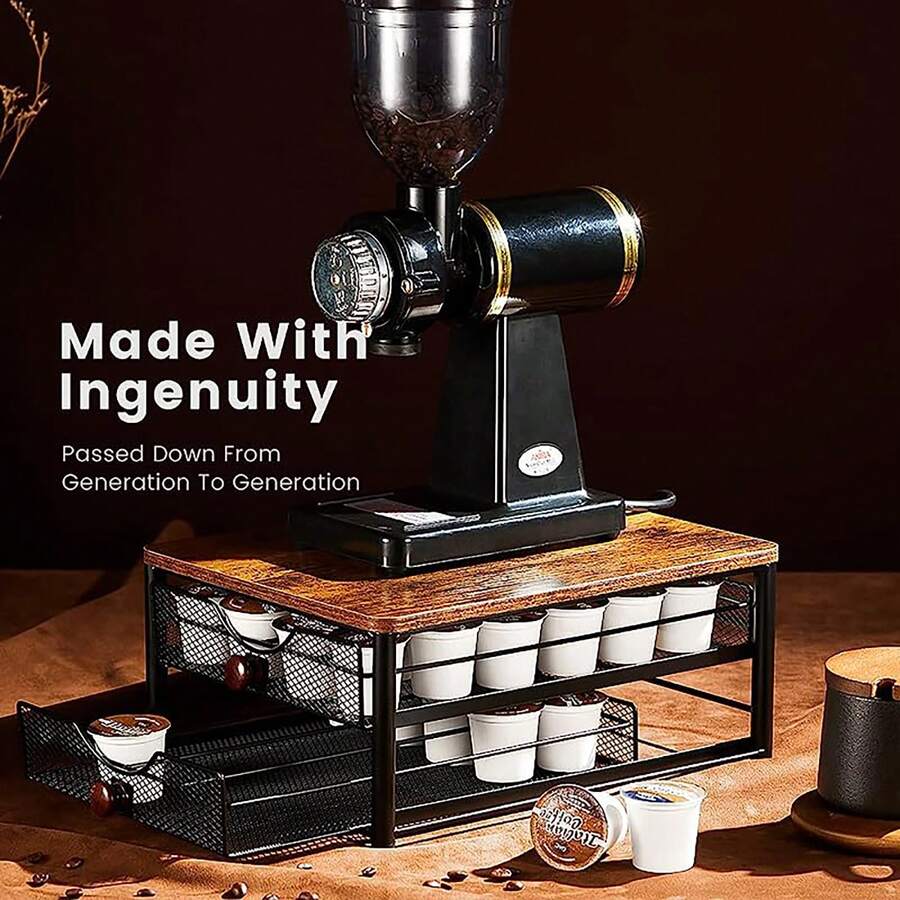 2層式コーヒーカプセル＆コーヒーマシンラック収納ラック（ブラック） - ブラック - チェックする 1