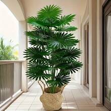 Árbol de palma artificial grande de 33", planta artificial verde para exterior, árbol falso con 24 hojas, planta tropical artificial alta sin maceta, árbol decorativo resistente a los rayos UV para el hogar, la sala de estar, la boda, el hotel, el jardín, la granja, la oficina, la fotografía, la decoración verde para primavera y verano, decoración interior y exterior del hogar - Multicolor - Ver 2