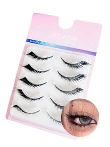 Natural Look Fake Eyelashes False Eye Lashes DailyStrip Cross Clear Band Wholesale Lashes InvisibleThin Band Cute Lash For Wedding Daily Work EyeMakeup 5 Pairs