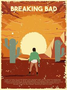 1 件复古绝命毒师电影中世纪艺术海报帆布画墙面印刷画适用于客厅家居装饰 - 彩色 - 查看 19