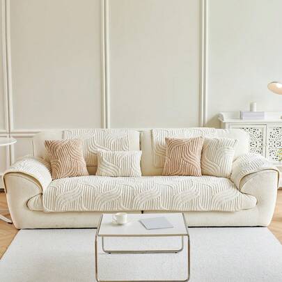 1件装现代风格防滑绒面沙发套 - 宠物友好，适用于1/2/3/4座沙发组合，四季皆宜，可机洗，绗缝设计，100%涤纶，280克/平方米，适用于客厅、卧室、办公室装饰