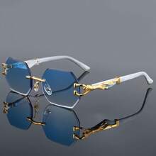 Retro Rimless Edged Fashion Fashion Glasses, Leopard Decor Temple Arms, Suitable For Casual Daily Wear, Street Photography, Holiday Gifts Back To School Fashionable Preppy School Look
