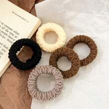 6pcs/8pcs Classic Black White Brown Scrunchie, Chic Scrunchies For Buns Accessories,Simple Ponytail Hair Ties, Everyday Stretchy Hair Ties Back To School