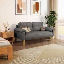 Asofer 2-Seater Couch, Small 2-Seater Sofa With Armrest And Side Pocket, Modern Fabric Couch For Living Room, Apartment, Office, Easy Assembly, 144 X 77 X 77 Cm - 深灰色 - 查看 7