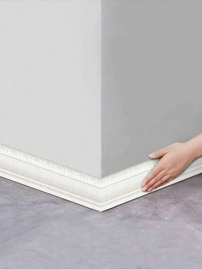 1 卷 2.3 米/90.6 英寸 3D 纹理浮雕设计踢脚线贴纸，XPE 泡沫材料自粘防撞墙贴，加宽加厚墙边保护贴，简约优雅的家居装饰，踢脚线办公室装饰