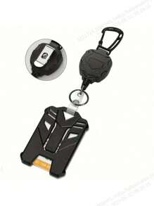 1pc Retractable Heavy-Duty Badge Reel ID Badge Holder, Vertical ID Holder With Clip Keychain, Creative Outdoor Carabiner Steel Wire Badge Clip School Supplies,Back To School