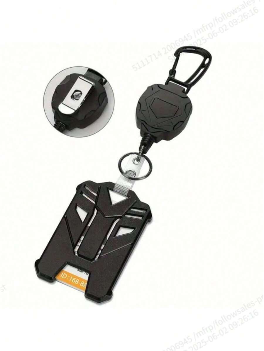 1pc Retractable Heavy-Duty Badge Reel ID Badge Holder, Vertical ID Holder With Clip Keychain, Creative Outdoor Carabiner Steel Wire Badge Clip School Supplies,Back To School