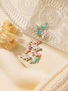5pcs/Pack 304 Stainless Steel Green, Pink, White Plated Seahorse Pendant Accessories For Necklace, Bracelet, Jewelry