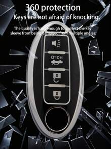 [Nissan Car Key Holder + Keychain 2pcs] Nissan Car Series Anti-Scratch & Anti-Drop + 0.1mm Ultra-Thin & Ultra-Quiet | 4-Button Precise Fit Car Models (Incl. Installation Screwdriver), Anti-Drop & Wear-Resistant Portable Design, 360° Signal Protection, Anti-Fingerprint Coating Maintains New Look [Please Check Details Page For Compatible Models]