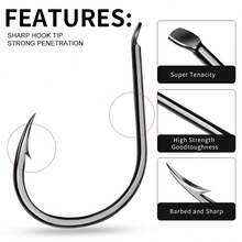 50 szt. antykorozyjnych haczyków wędkarskich do całorocznego jiggingu z unikalną główką hurtowo 2#/4#/6#/8#/10#/12#/14#/16# - Jasnoszary - Zobacz 7