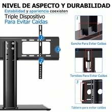 Soporte de pared para monitor de TV de 14 a 42 pulgadas, negro, máximo 80 kg, modelo - Negro - Ver 6
