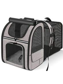 宠物笼，猫笼，宠物手提袋，宠物吊带笼 - 适用于中型猫和体重不超过 15 磅的小型犬的软边猫笼，宠物携带袋，航空公司认可的旅行狗笼
