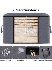 大容量收纳袋，可折叠衣物收纳盒，加固提手收纳盒，适用于收纳衣物、毯子、床上用品、枕头和玩具（灰色） - 大容量带提手收纳袋 - 卧室和衣橱整理收纳盒，多功能收纳盒，带提手的卧室衣橱衣物整理收纳盒，学习用品收纳袋 - 彩色 - 查看 8